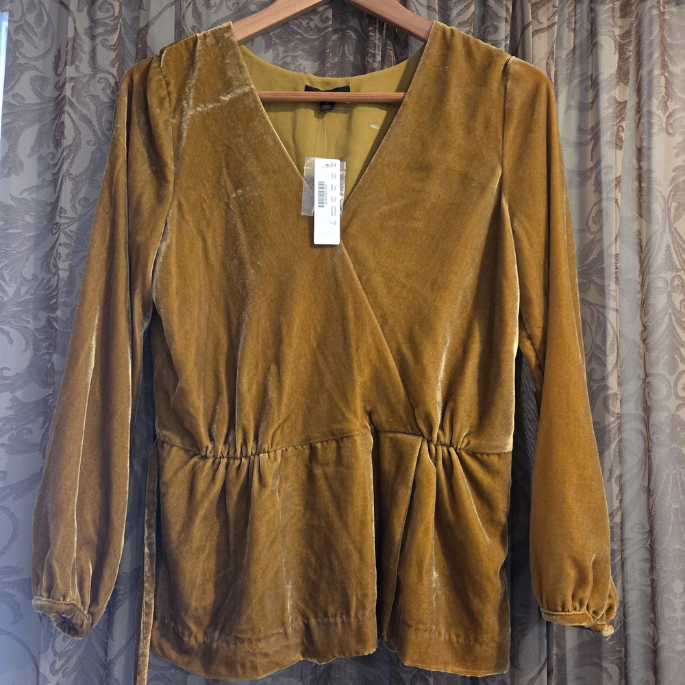 Elegant Mustard Velure Wrap Top By J Crew